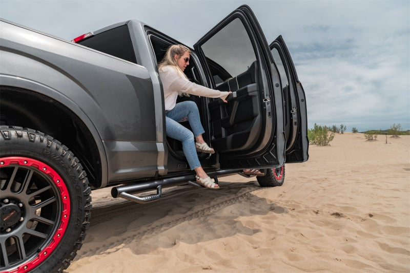 N-Fab Nerf Step 15-17 Ford F-150 SuperCrew 6.5ft Bed - Tex. Black - Bed Access - 3in Side Steps N-Fab