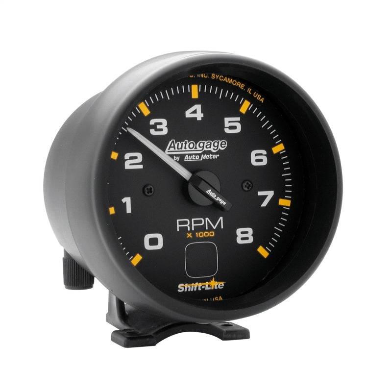 Autometer AutoGage 3-3/4in Pedestal Tachometer 0-8000 RPM Black/Black w/ Shift Light Gauges AutoMeter