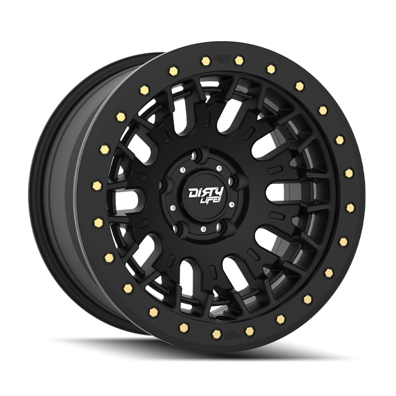Dirty Life DT-3 17X9 5x127 -38 Offset - Satin Black w/ Simulated Beadlock Wheels - Cast Dirty Life