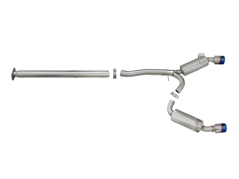 aFe Takeda 3in. to 2.5in. 304 SS C/B Exhaust 08-15 Mitsubishi EVO I4-2.0L (t) - Blue Flamed Tips Catback aFe