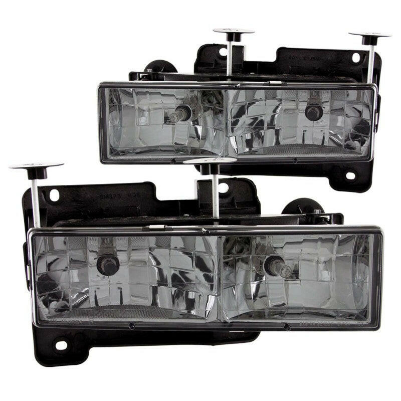 ANZO 1988-1998 Chevrolet C1500 Crystal Headlights w/ Smoke Lens Headlights ANZO