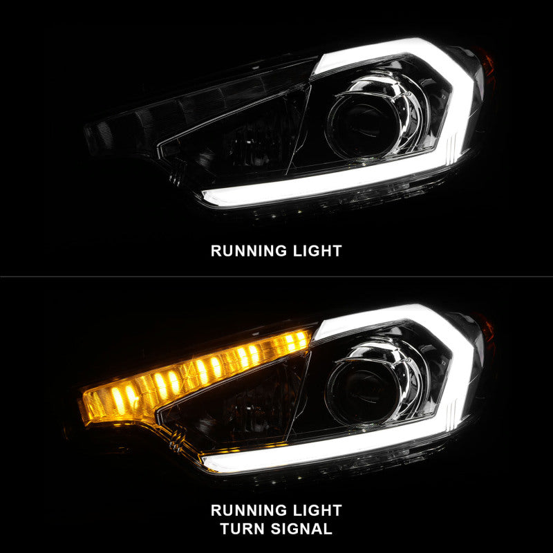ANZO 2014-2016 Kia Forte Projector Headlights w/ Light Bar Chrome Housing Headlights ANZO