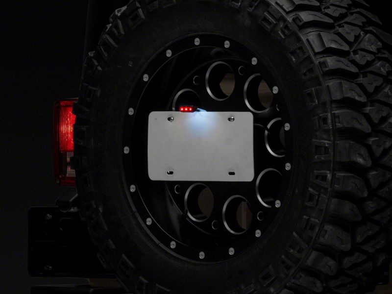 Raxiom 07-18 Jeep Wrangler JK Axial Series License Plate Bracket w/ LED Brake Light Brake Lights Raxiom