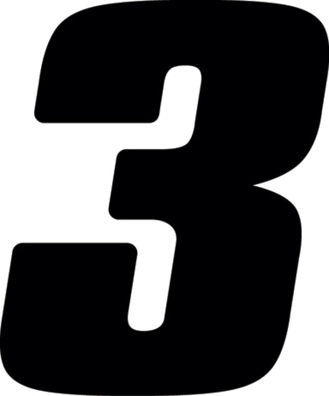 Hardline Dirt Digits 3pk 7 in. - High Gloss Number 3 - Black Stickers/Decals/Banners Hardline