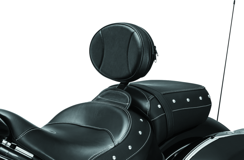 Kuryakyn Plug-N-Go Driver Backrest 14-Up Indian Black Pad, Chrome Seats Kuryakyn