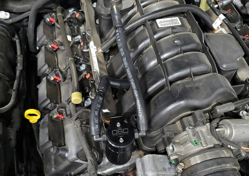 J&L 05-23 Dodge Charger 5.7L Hemi Passenger Side Oil Separator 3.0 - Black Anodized Oil Separators J&L