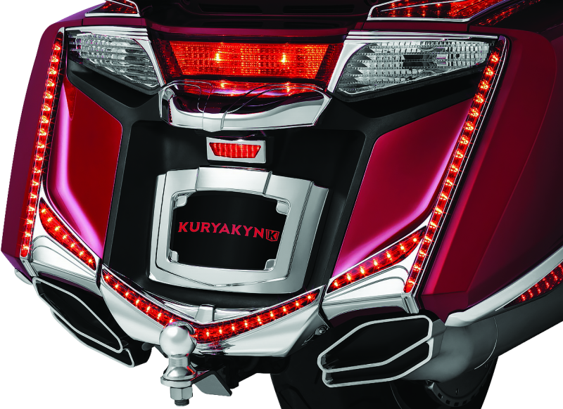 Kuryakyn L.E.D. Vertical Rear Light Strips 12-17 GL1800 Chrome Red Lens Light Bars & Cubes Kuryakyn