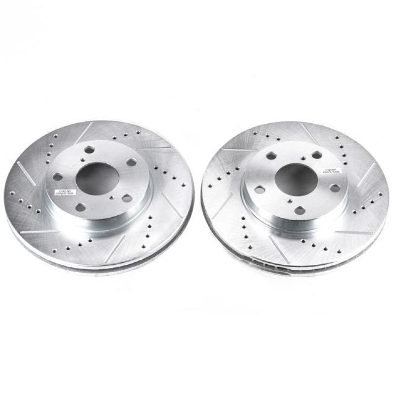 Power Stop 01-05 Toyota RAV4 Front Evolution Drilled & Slotted Rotors - Pair Brake Rotors - Slot & Drilled PowerStop