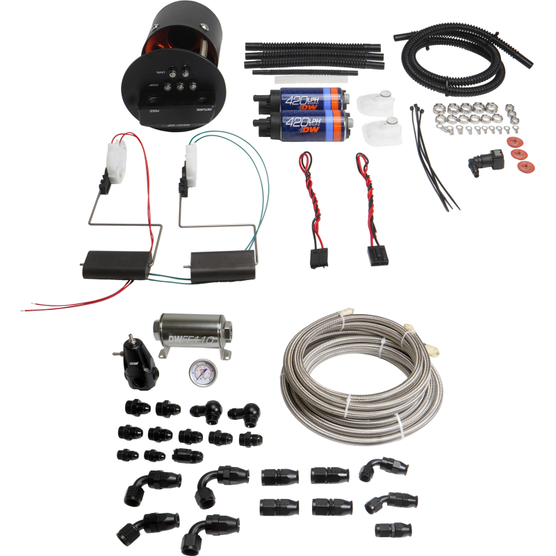 DeatschWerks 92-06 BMW 3-Series E36/E46 X2 Module with DW420 Pumps and PTFE Plumbing Kit Fuel Pumps DeatschWerks