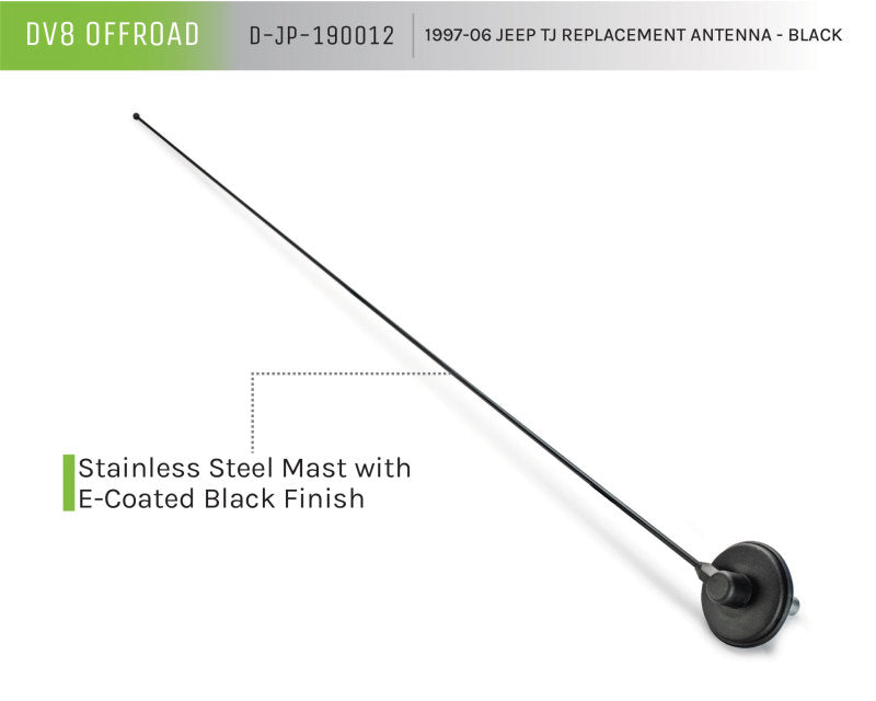 DV8 Offroad 1997-06 Jeep TJ Replacement Antenna Black Antennas DV8 Offroad