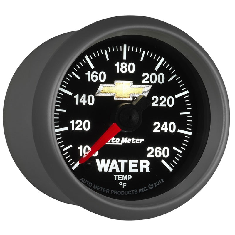 AutoMeter Gauge Water Temp 2-1/16in. 100-260 Deg. F Digital Stepper Motor Chevy Gold Bowtie Gauges AutoMeter