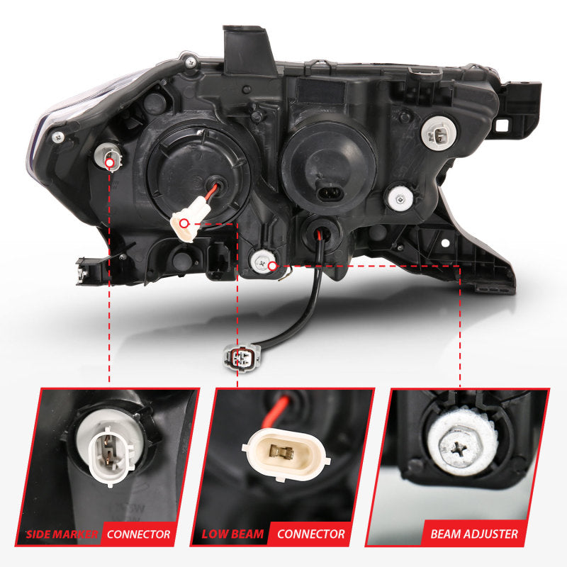 ANZO 2016-2017 Toyota Tacoma Projector Headlights w/ Plank Style Design Chrome/Amber w/ DRL Headlights ANZO