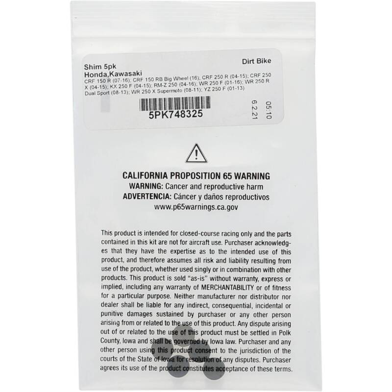 Hot Cams 2008-2013 Yamaha WR 250 R Dual Sport 250cc 3.250mm Shim Kit - 5 Pack Valves Hot Cams