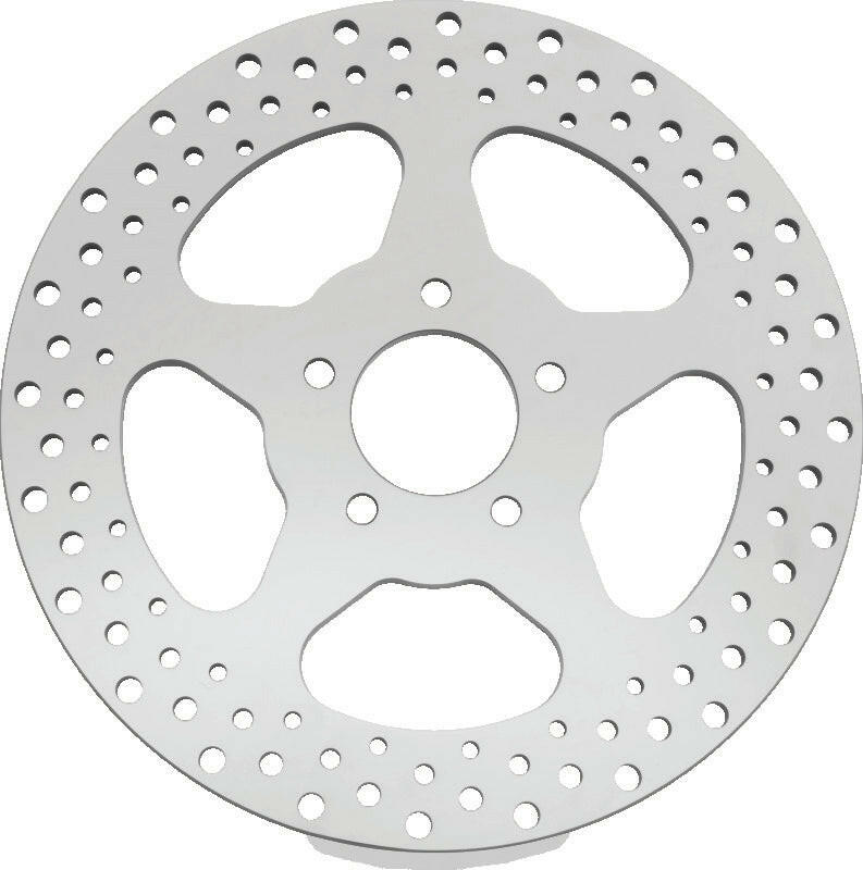 Bikers Choice 00-17 Big Twin 11.5 Inch Polished Frt 5 Spoke Drilled Stnless Rotor Repl H-D 44156-00 Brake Rotors - Drilled Bikers Choice