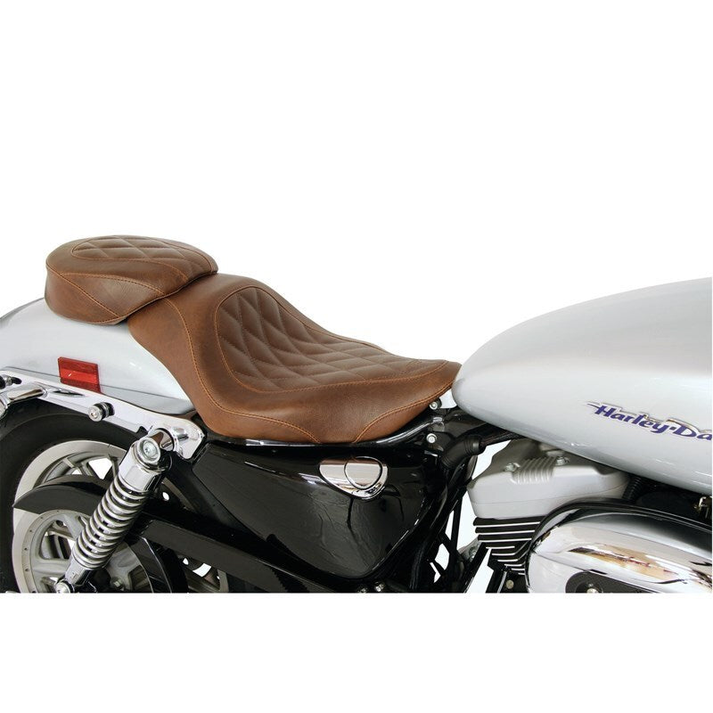 Mustang 04-21 Harley Sportster Wide Tripper Solo Seat Diamond Stitch- Distressed Brown Solo Motorcycle Seats Mustang Motorcycle