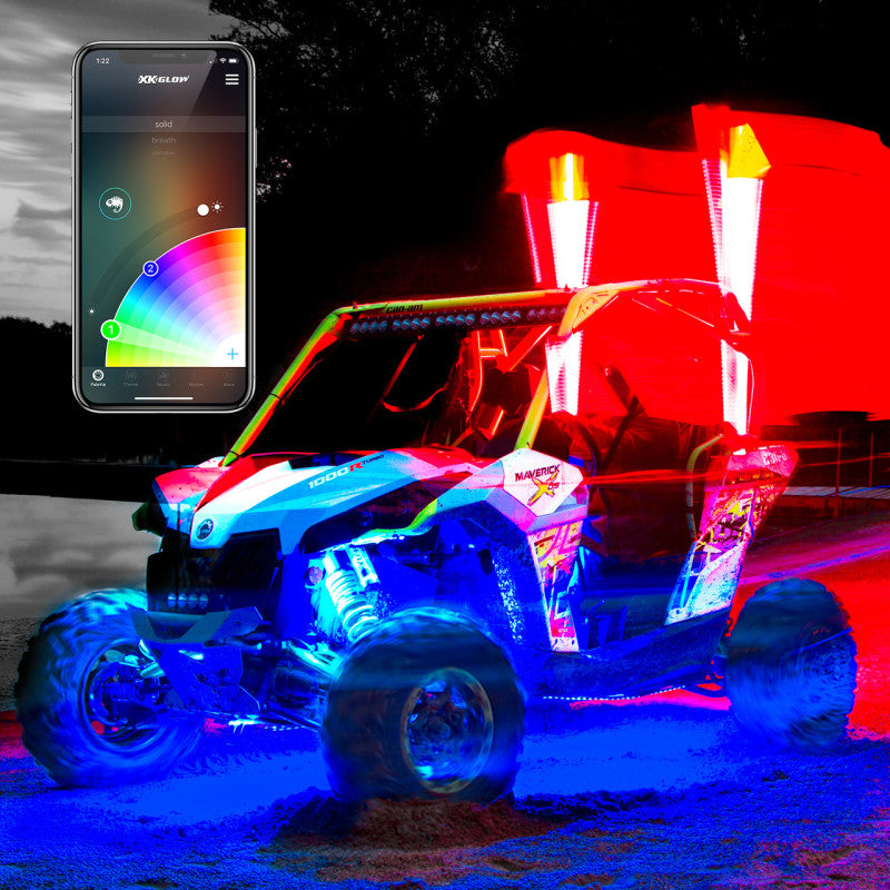 XK Glow XKchrome Advanced App Control LED Whip Light Kit for 4x4 Offroad UTV ATV 1x 48In 2nd Gen Light Accessories and Wiring XKGLOW