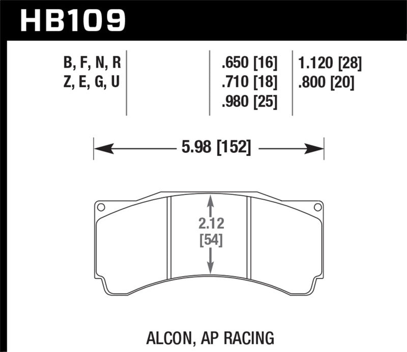 Hawk Alcon TA-6 / AP Racing CP5060-2/3/4/5ST / AP Racing CP5555 / Rotora FC6 HP+ Street Brake Pads Brake Pads - Performance Hawk Performance
