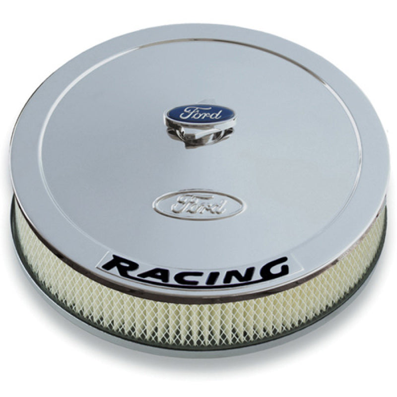 Ford Racing Air Cleaner Kit - Chrome w/ Black Emblem Air Filters - Universal Fit Ford Racing