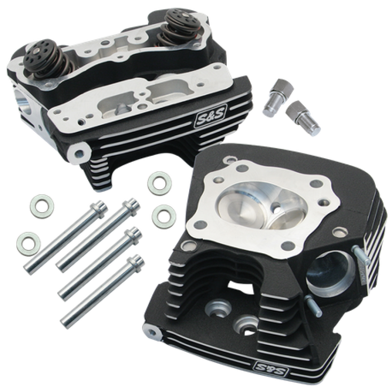 S&S Cycle 99-05 BT Super Stock 79cc Cylinder Head Kit - Wrinkle Black Heads S&S Cycle