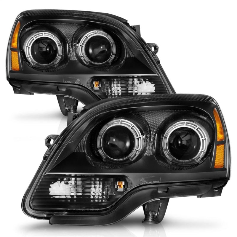 ANZO 2007-2012 GMC Acadia Projector Headlights Black Housing Headlights ANZO