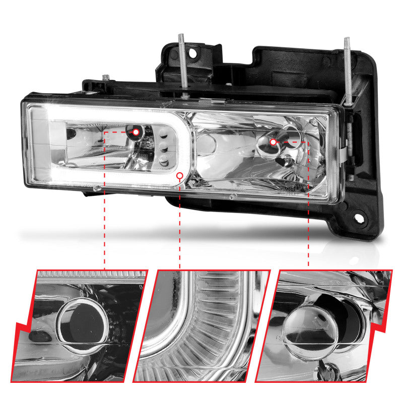ANZO 1999-2000 Cadillac Escalade Crystal Headlights Headlights ANZO
