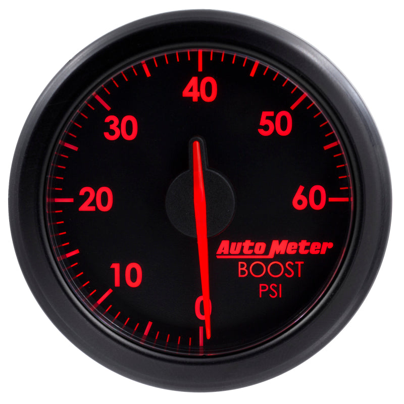 Autometer Airdrive 2-1/6in Boost Gauge 0-60 PSI - Black Gauges AutoMeter
