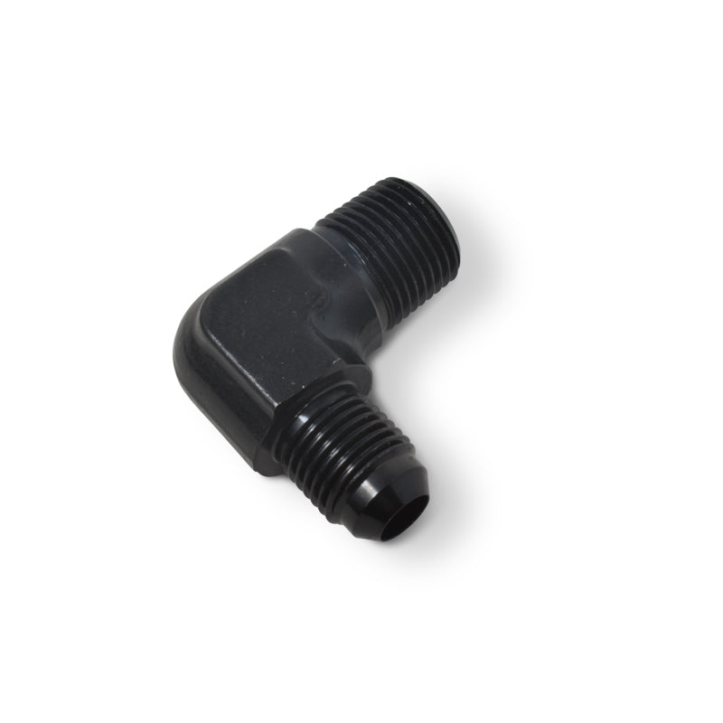 Russell Performance -6 AN to 3/8in NPT 90 Degree Flare to Pipe Adapter (Black) Fittings Russell