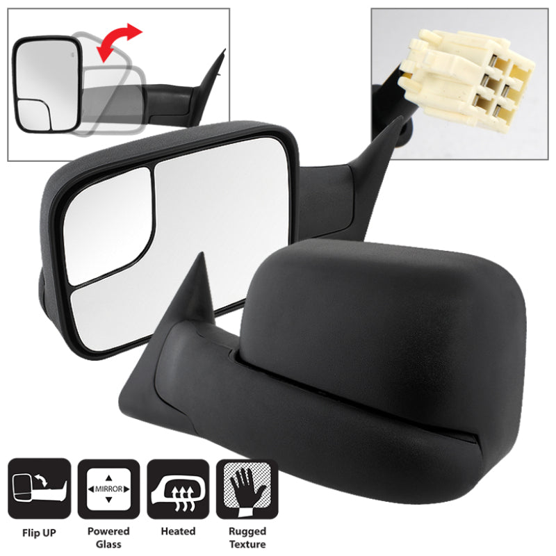 xTune Dodge Ram 98-01 L&R Manual Extendable Power Heated Adjust Mirror Left MIR-DRAM98-PW-SET Side Mirrors SPYDER