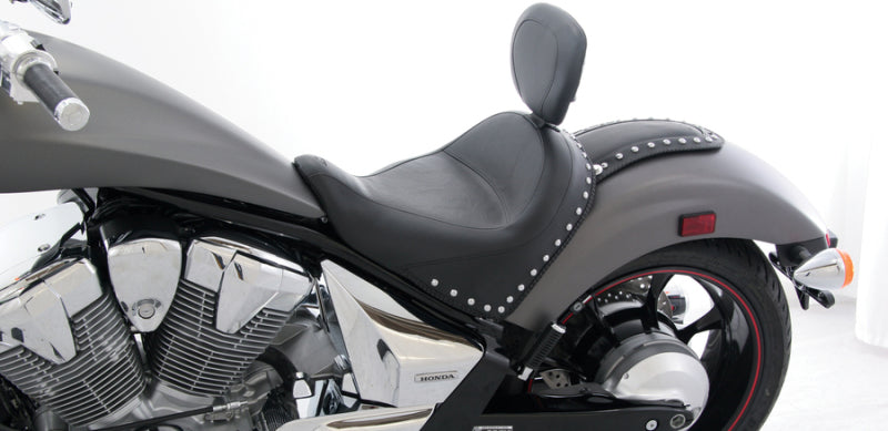 Mustang 10-21 Honda VT1300CX Fury Wide Touring Solo Seat w/Driver Backrest Studs - Black Solo Motorcycle Seats Mustang Motorcycle