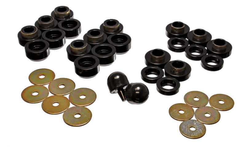 Energy Suspension 97-06 Jeep Wrangler YJ & TJ Black Body(cab) Mount Set Bushing Kits Energy Suspension