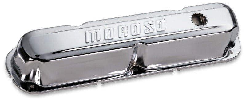 Moroso Mopar 273-360 Valve Cover - w/Baffles - Stamped Steel Chrome Plated - Pair Valve Covers Moroso