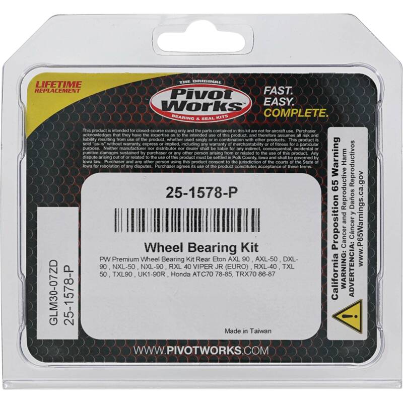 Pivot Works E-TON, Honda Wheel Bearing Kit Premium Bearings Control Arms Pivot Works