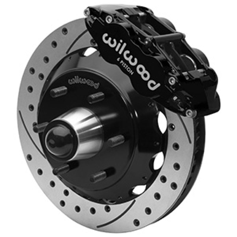 Wilwood 63-87 C10 CPP Spindle FNSL6R Front BBK 13in Drilled/Slotted 6x5.5 BC - Black Big Brake Kits Wilwood
