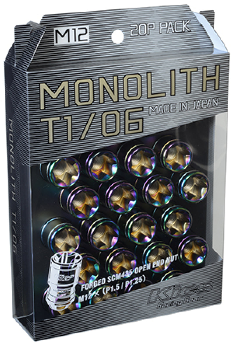 Project Kics 12 x 1.5 Neochrome T1/06 Monolith Lug Nuts - 20 Pcs Lug Nuts Project Kics