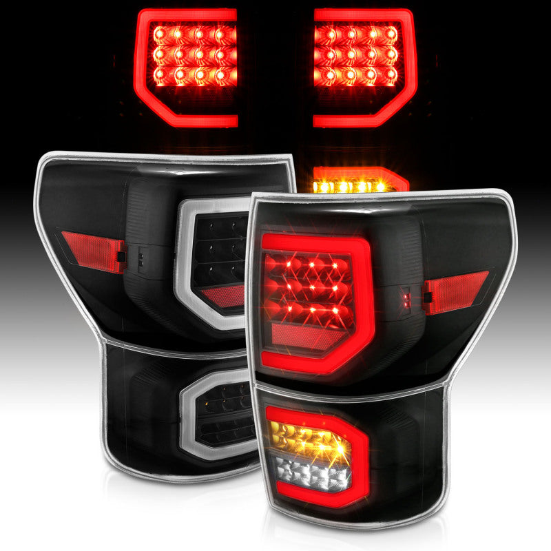 ANZO 2007-2013 Toyota Tundra LED Taillights Plank Style Black w/Clear Lens Tail Lights ANZO