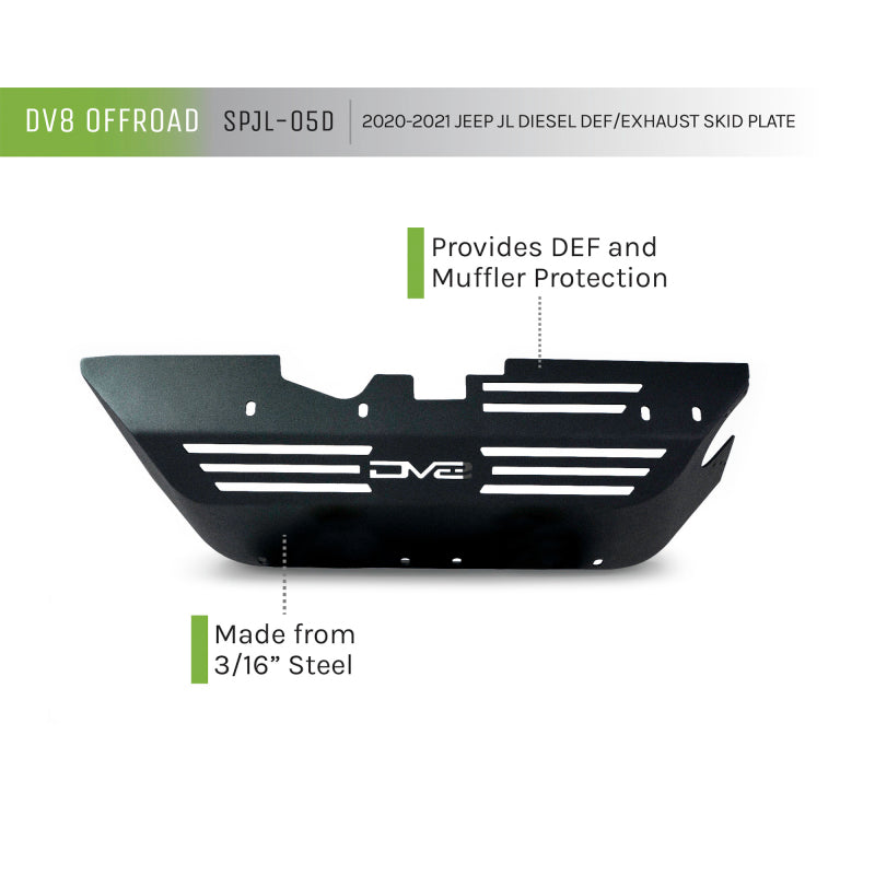 DV8 Offroad 20-22 Jeep Wrangler JL (3.0L Diesel) Rear Diff Skid Plate for Dana 44 Skid Plates DV8 Offroad