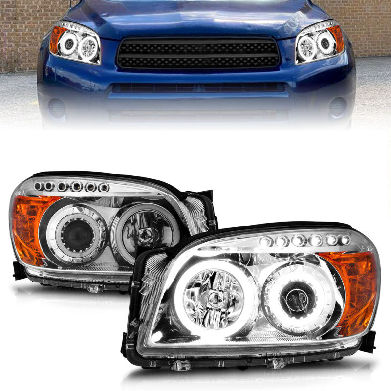 ANZO 2006-2008 Toyota Rav4 Projector Headlights w/ Halo Chrome (CCFL) Headlights ANZO
