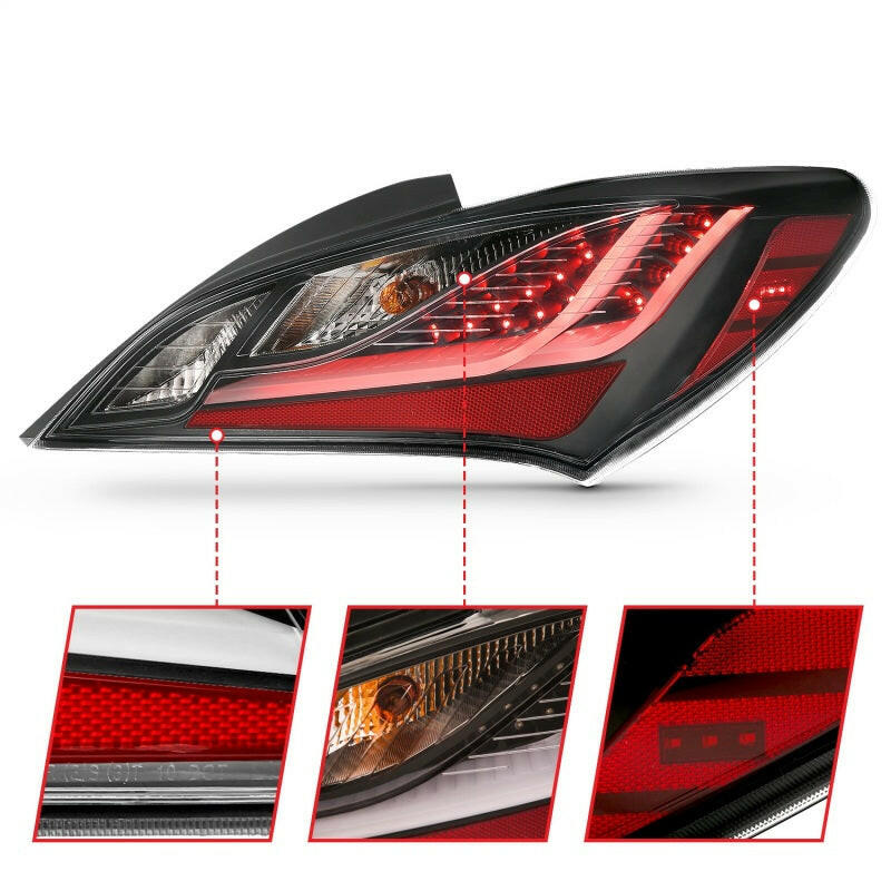 ANZO 10-13 Hyundai Genesis 2DR LED Taillights Smoke Tail Lights ANZO