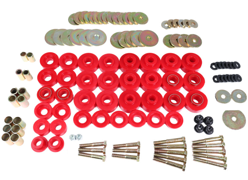 Energy Suspension 65-67 Chevrolet Biscayne/Bel Air/Caprice/Impala Body Mount Set w/ Hardware - Red Bushing Kits Energy Suspension
