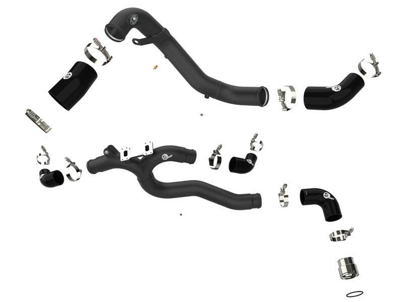 AFE 18-22 Kia Stinger V6-3.3L BladeRunner Alum Hot/Cold Charge Pipe Kit Black Intercoolers aFe