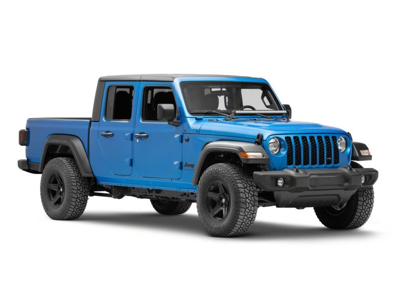 Raxiom 18-23 Jeep Wrangler JL Axial Series 30-In Single Row LED Light Bar w/ Hood Mounting Brackets Brackets Raxiom