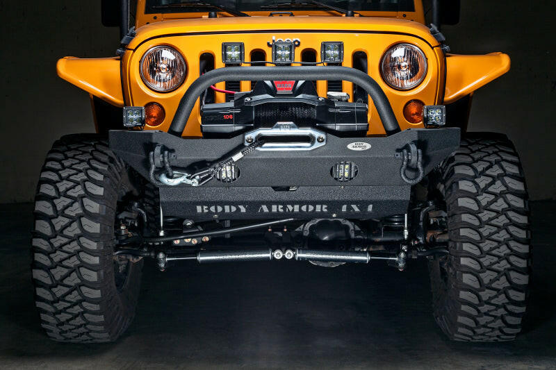 Body Armor 4x4 07-18 Jeep Wrangler JK Front Bumper Mid Stubby Bumpers - Steel Body Armor 4x4