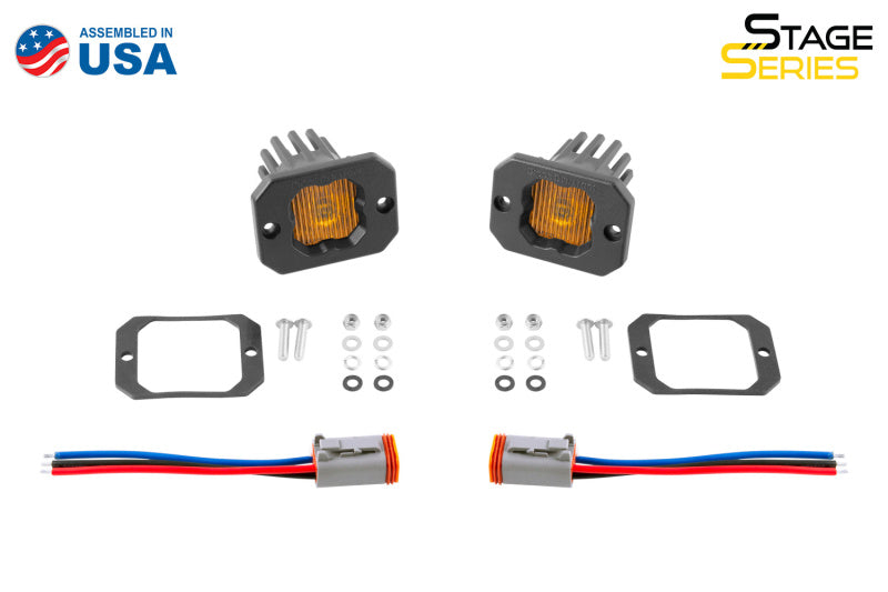 Diode Dynamics Stage Series C1 LED Pod - Yellow SAE Fog Flush ABL (Pair) Light Accessories and Wiring Diode Dynamics