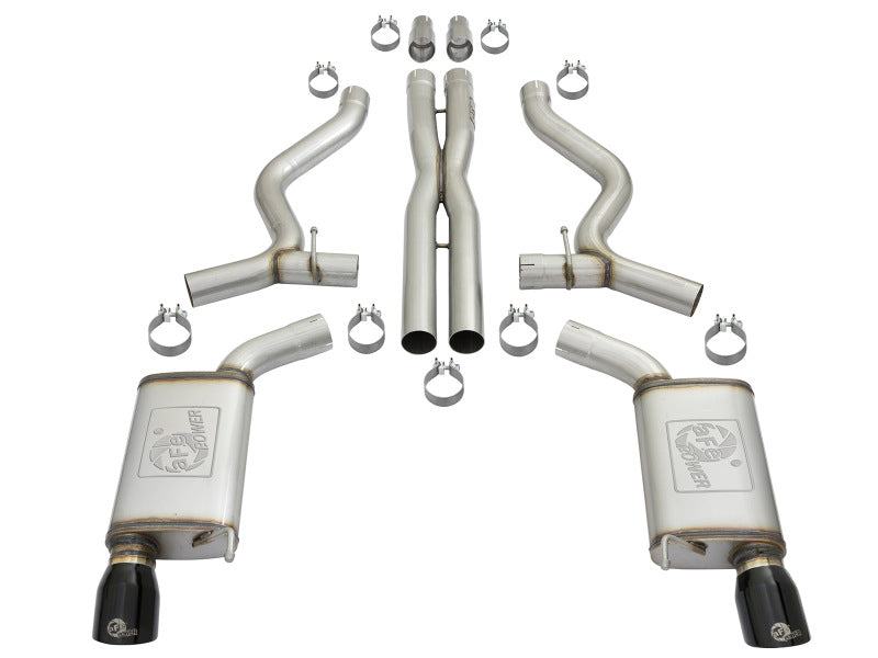 aFe MACHForce XP 3in 304 SS Cat-Back Exhausts w/ Black Tips 15-17 Ford Mustang GT V8-5.0L/V6-3.7L Catback aFe