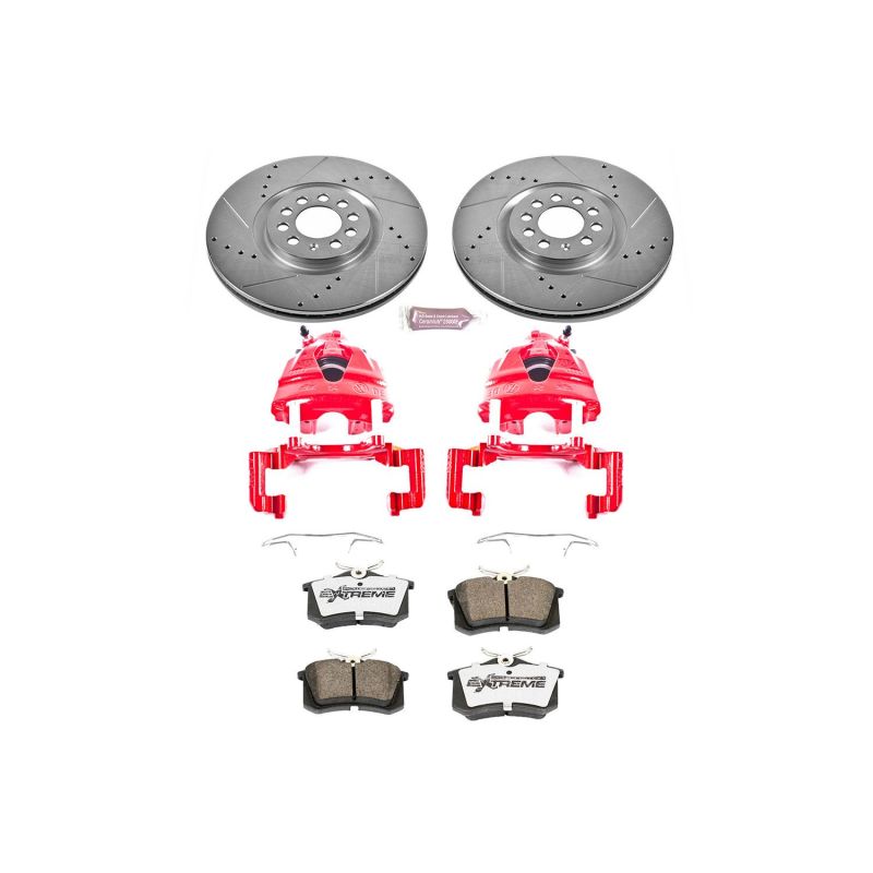 Power Stop 02-04 Volkswagen Golf Front Z26 Street Warrior Brake Kit w/Calipers Brake Kits - Performance D&S PowerStop
