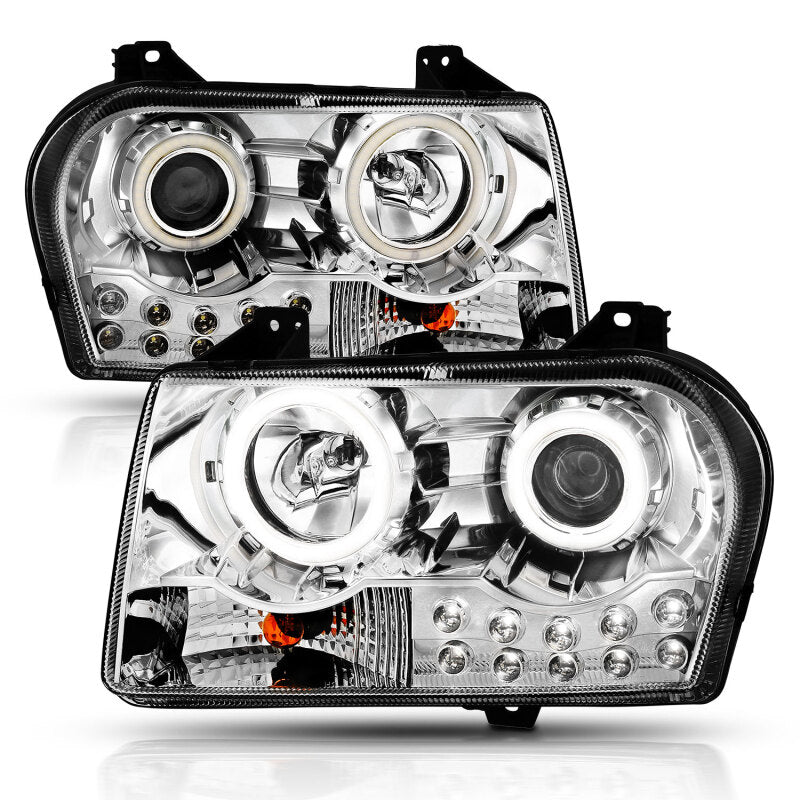 ANZO 2005-2010 Chrysler 300 Projector Headlights w/ Halo Chrome Headlights ANZO
