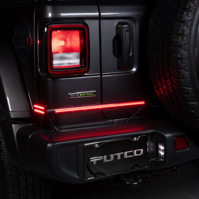 Putco 09-22 Jeep Wrangler JK/19-22 Ram 1500/2500 18in Split Red Light Blade Direct Fit Kit Red/White Light Tailgate Bar Putco