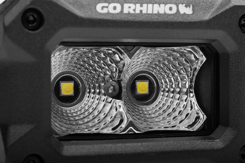 Go Rhino Xplor Bright Series Rectangle LED Flood Light Kit (Surface/Thread Std Mnt) 3x2 - Blk (Pair) Light Bars & Cubes Go Rhino