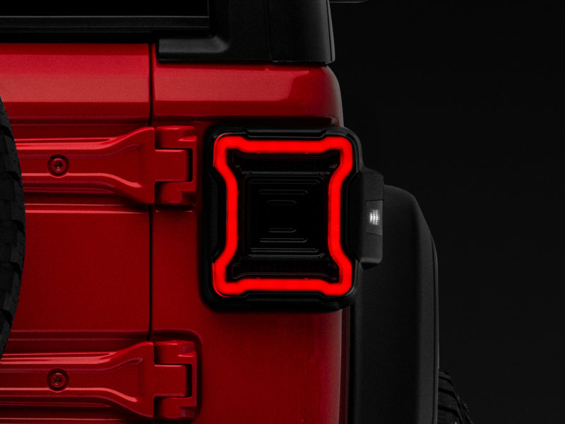 Raxiom 18-22 Jeep Wrangler JL Axial Series Plateau LED Tail Lights- Black Housing (Smoked Lens) Tail Lights Raxiom