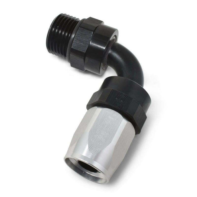 Russell Performance Hose End #6 to #6 Radius Inlet Port 90 Deg Blk/Clr Fittings Russell